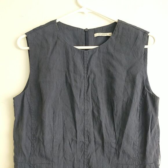 MM LAFLEUR Top Tunic Blouse Women 8 Blue The Angelina Stretch Linen Blend Office - Picture 2 of 7